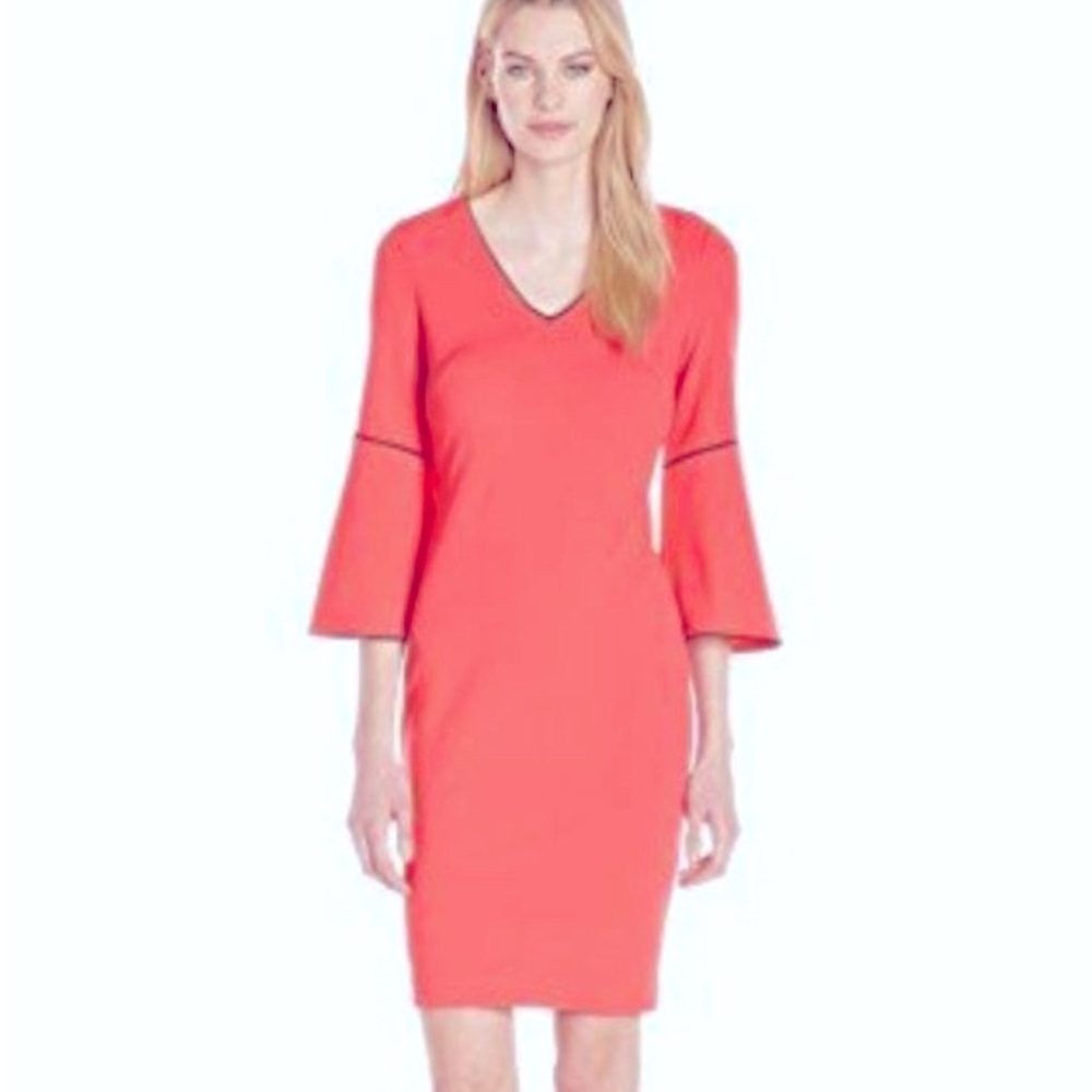NWT Calvin Klein Bell Sleeve Dress with Piping